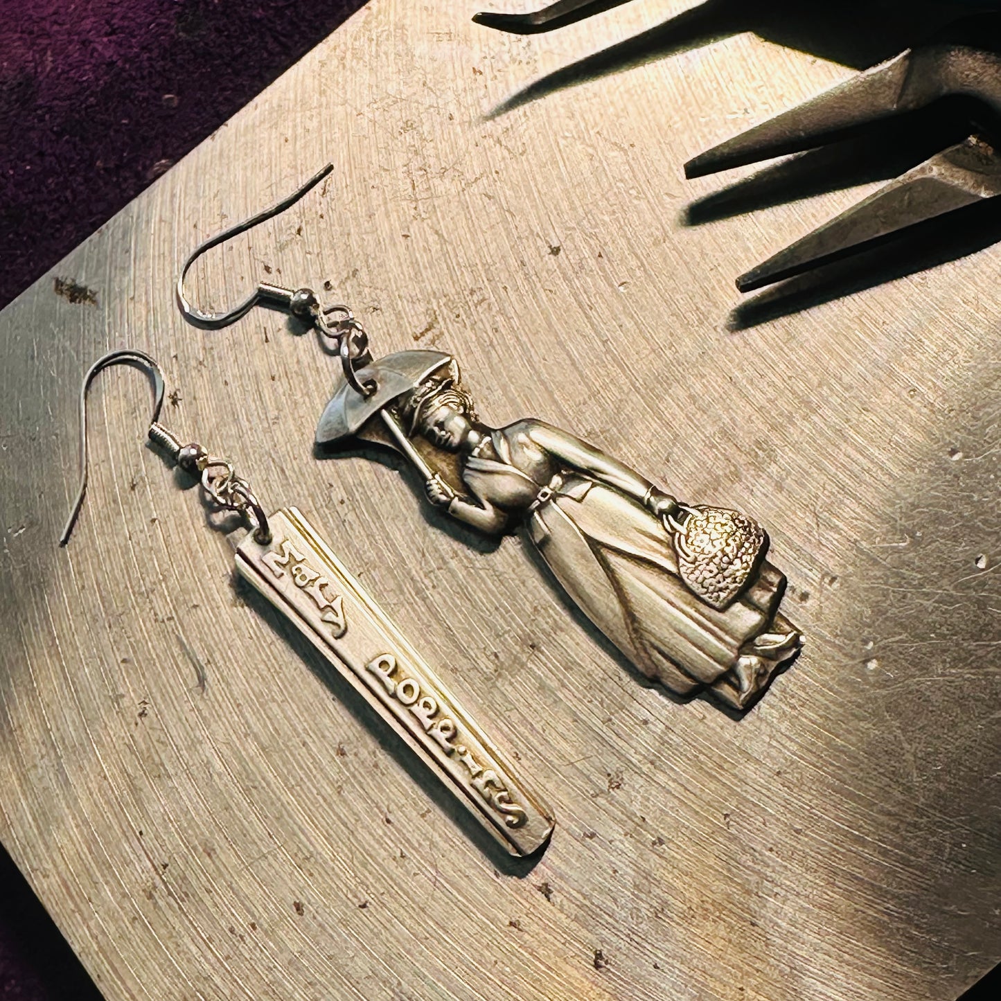 Mary Poppins Vintage Earrings | Collectible Spoon Silverplate 1964 | Up-Cycled | Antique