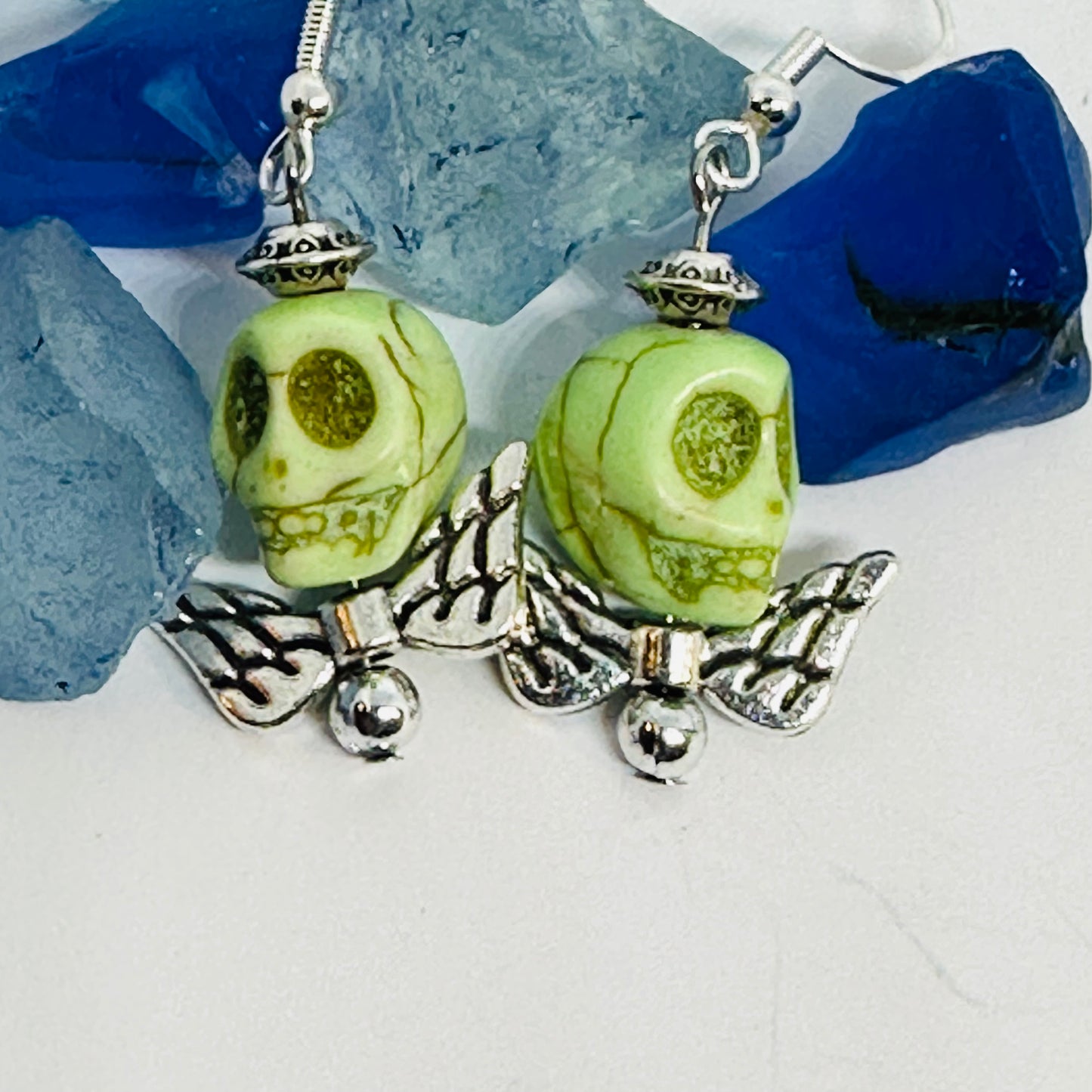 Colorful Skull Angel Earrings | Colorful Halloween Jewelry | Day of the Dead | Día de Muertos | Angel Wings