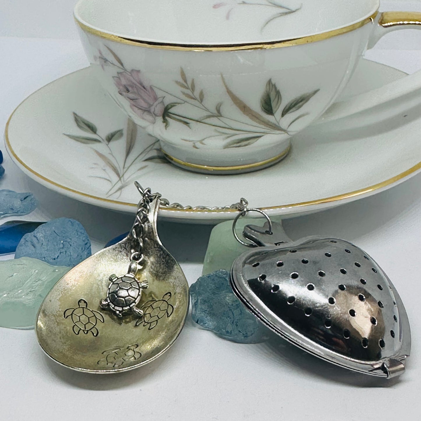 Tea Infuser with Hand Stamped Vintage Silverware Spoon Bowl