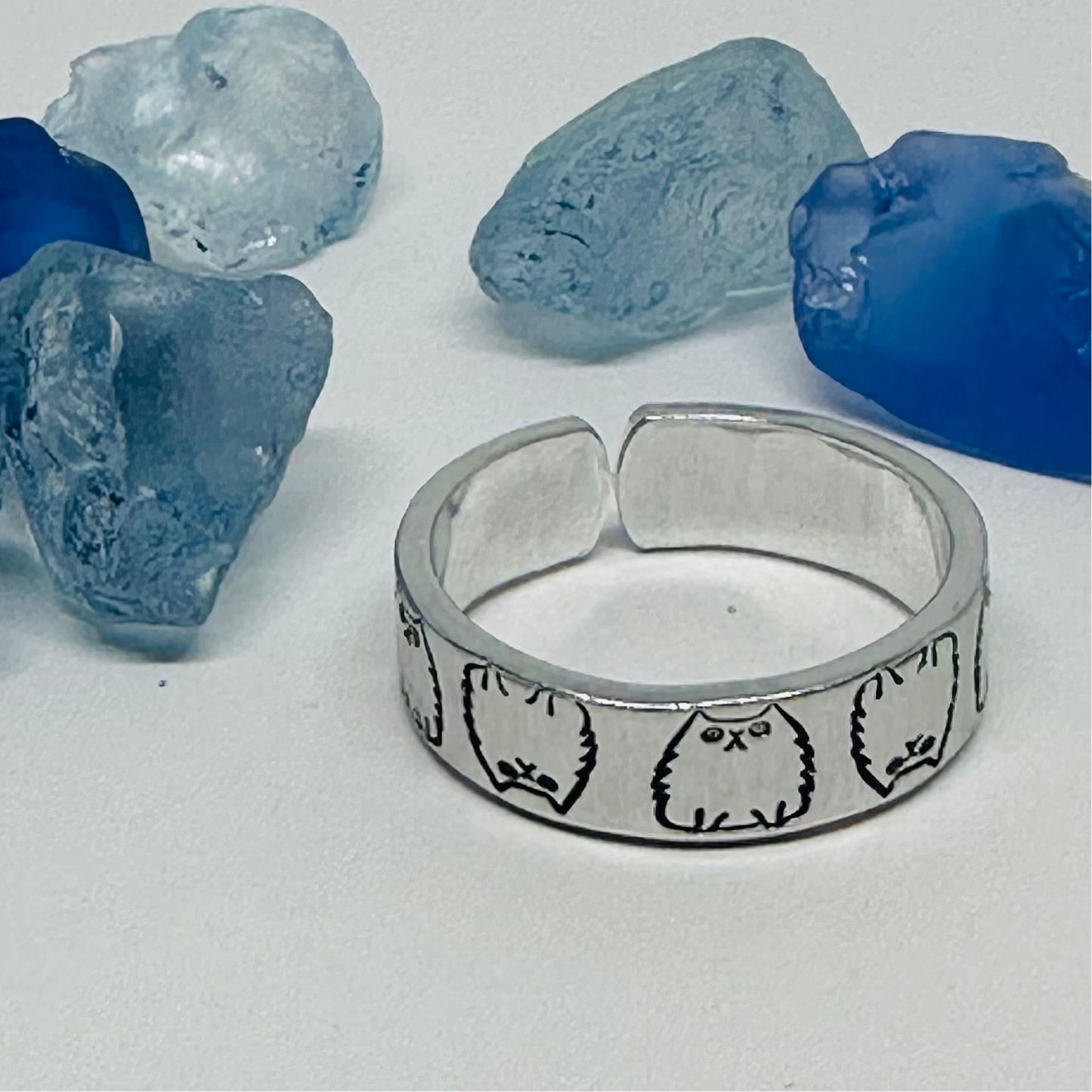 Cats Cats Cats! | Adorable Hand-Stamped Metal Cat Design Rings - Adjustable & Unique Feline Lover Gift