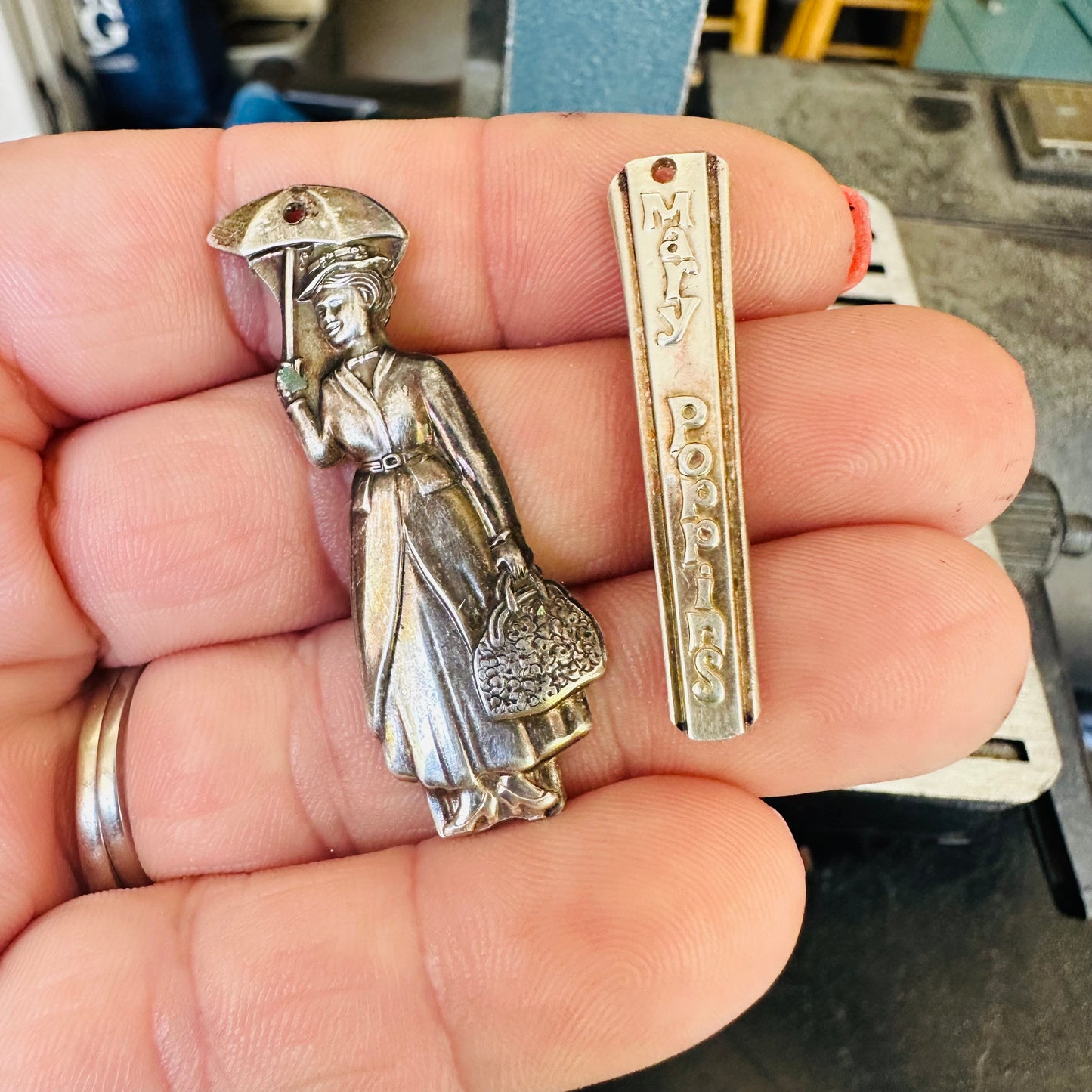 Mary Poppins Vintage Earrings | Collectible Spoon Silverplate 1964 | Up-Cycled | Antique