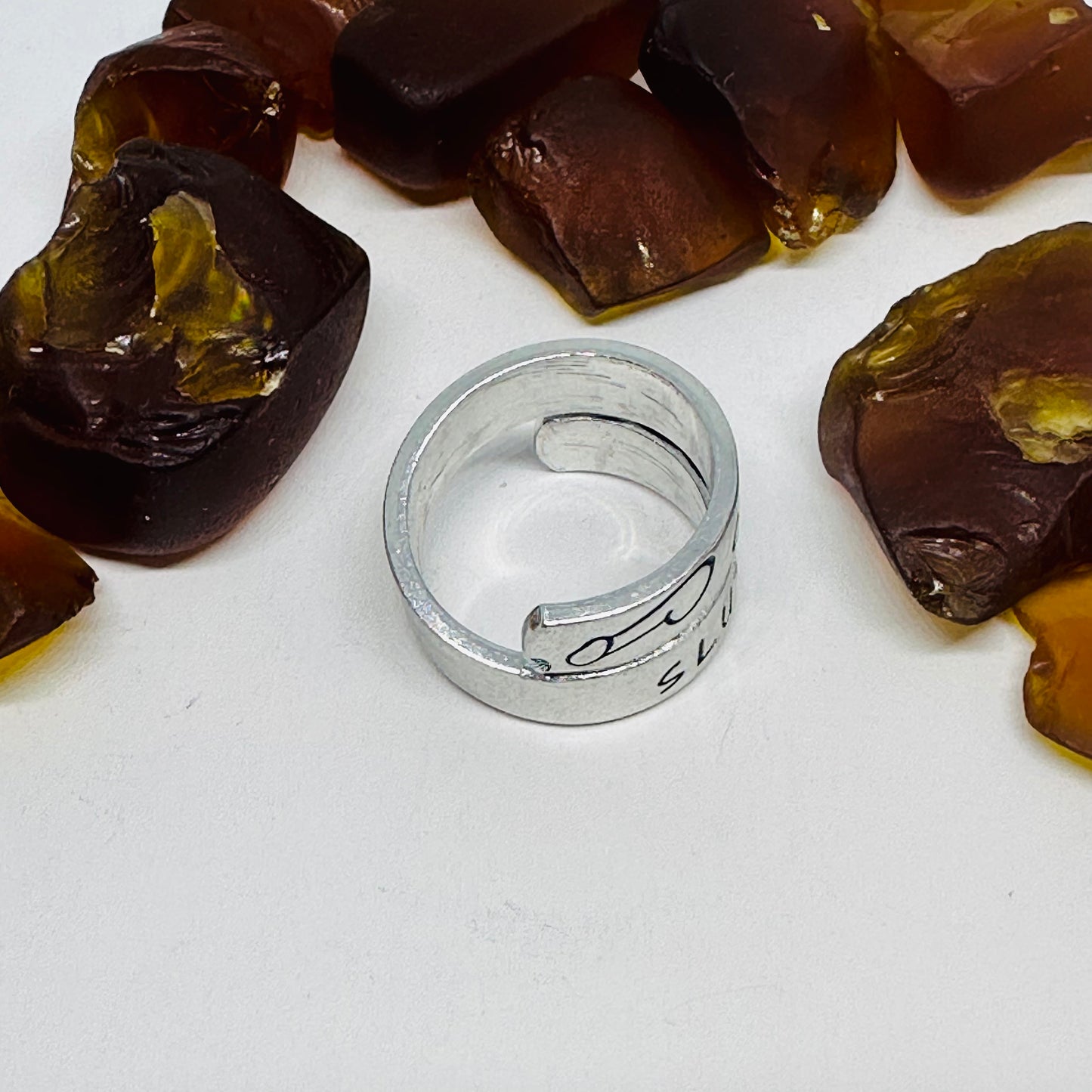 Adult-Themed Hand Stamped Metal Wrap Ring | Cum Slut | Penis Design Ring | Adjustable Sexy Adult Ring