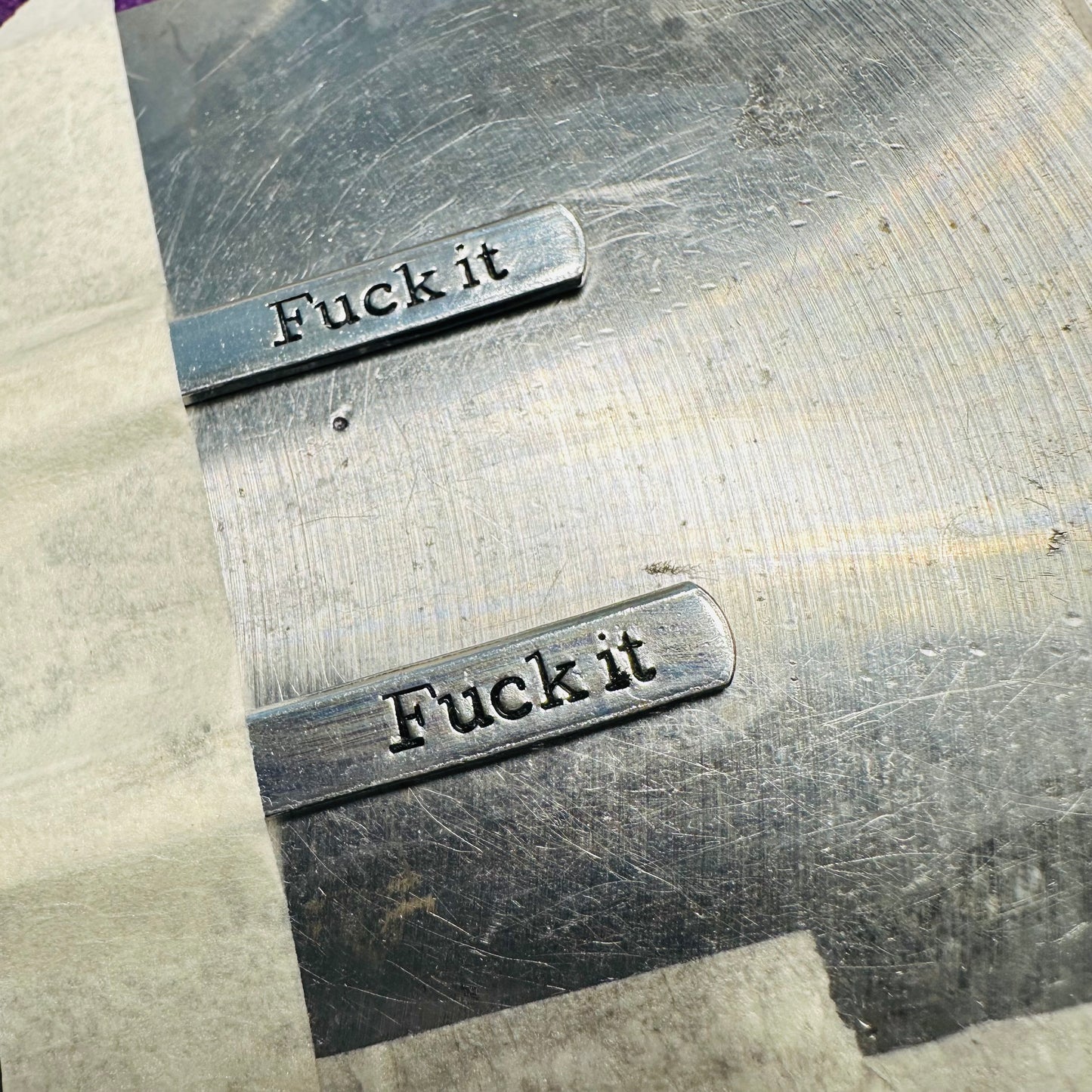 Hand Stamped “Fuck it” Aluminum Wrap Spiral Ring