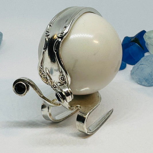 20-Plant Decor Snails made from Vintage Silverware Forks & Billiard Balls with Crystal Rivet Eyes