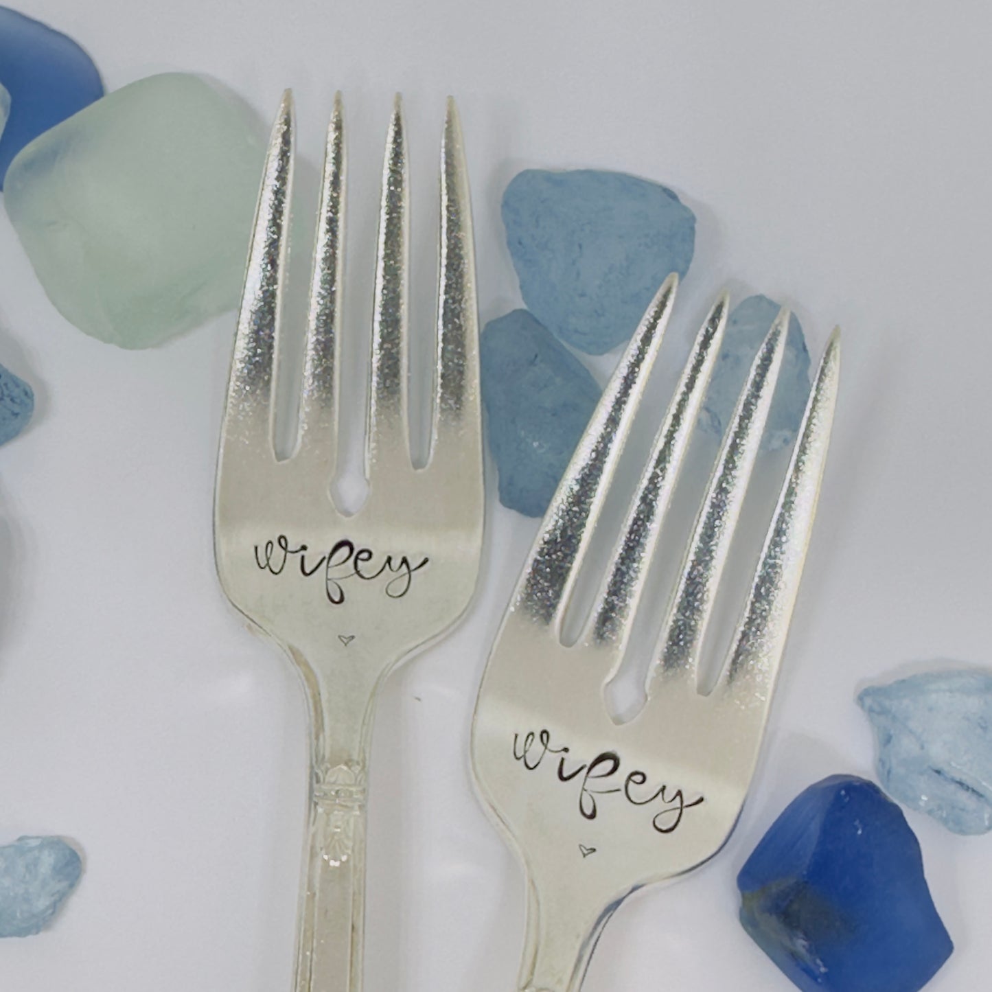 Vintage Silver Plated Hand Stamped Dessert Forks | Engagement Gift | Wedding Gift for Them | Cake Forks