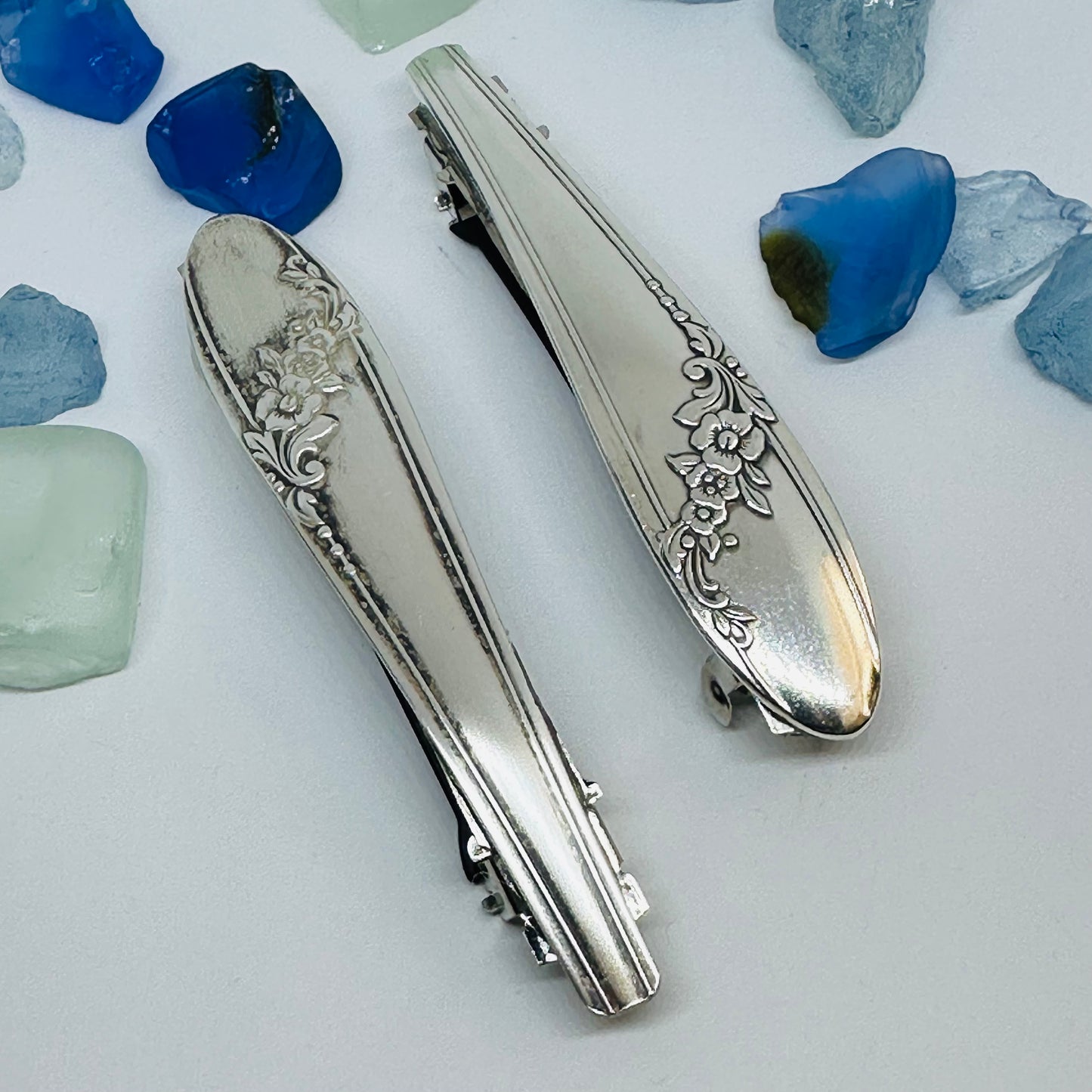 Handcrafted Vintage Silverware Hair Barrettes - Unique Patterns & Two Sizes Available