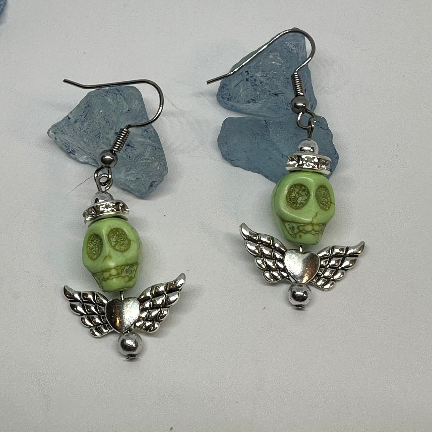 Colorful Skull Angel Earrings | Colorful Halloween Jewelry | Day of the Dead | Día de Muertos | Angel Wings