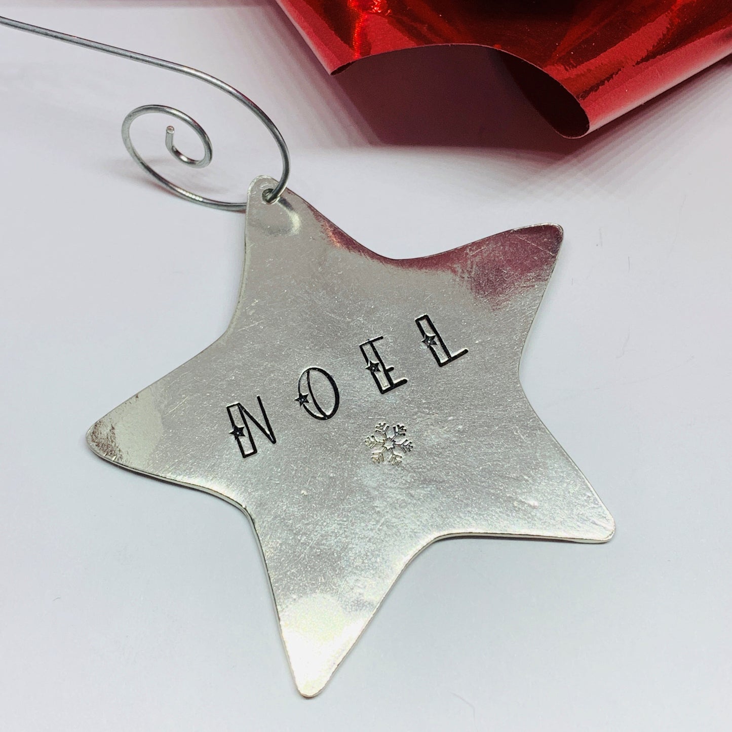 Noel - Hand Stamped Ornament | Pewter Star Ornament | Christmas | Hand Crafted Pewter Ornament | Holiday | Tree Decoration