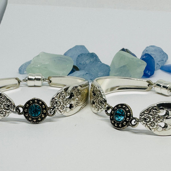 “Lovely Lady” with Charm - 1937 Spoon Bracelet | Vintage Silverware | Holmes and Edwards | Up-Cycled Antique Silverware Spoon Bracelet
