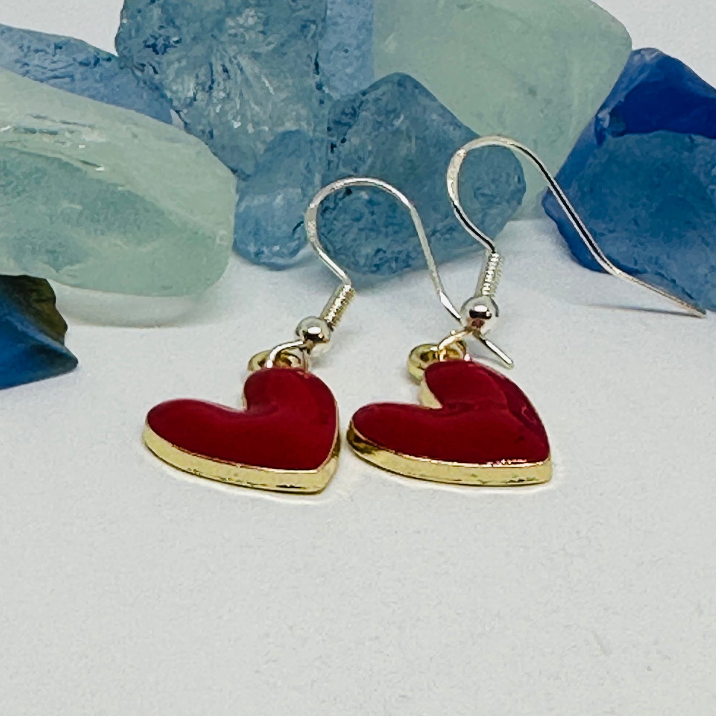 Enamel Heart Silver Wire Earrings | Colorful Hearts | Gifts for Her