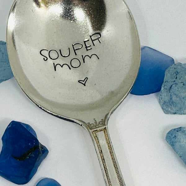 "Souper Mom" Vintage Silverplated Hand Stamped Spoon | Novelty | Mother's Day | Grandma Sister Aunt Daughter Gift