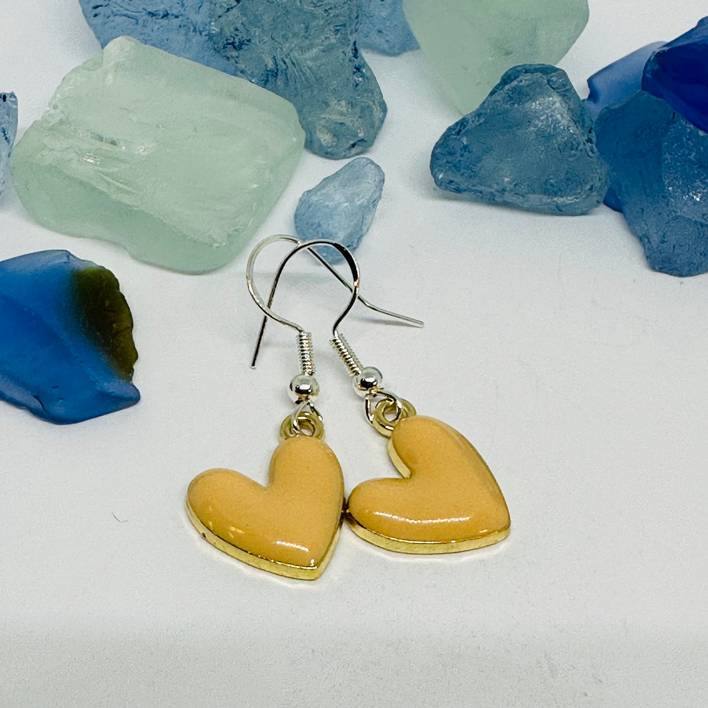 Enamel Heart Silver Wire Earrings | Colorful Hearts | Gifts for Her