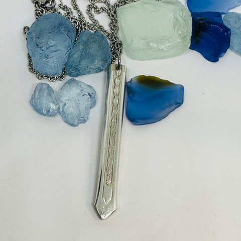 “Rose and Leaf” Vintage Pendant Necklace | Silverplate 1937 | Up-Cycled | Antique