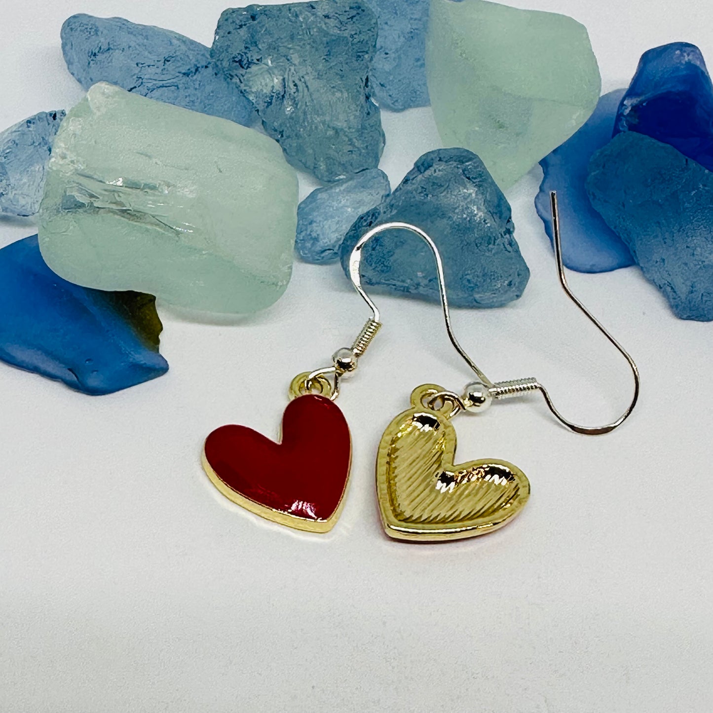 Enamel Heart Silver Wire Earrings | Colorful Hearts | Gifts for Her