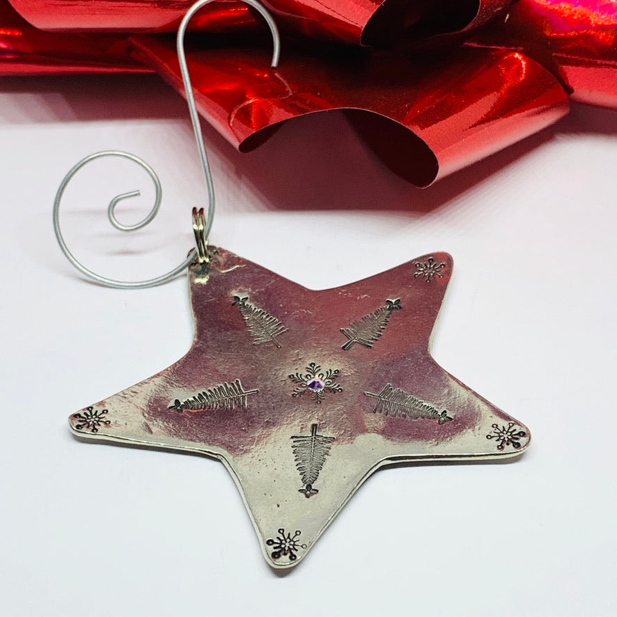 Star - Hand Stamped Ornament