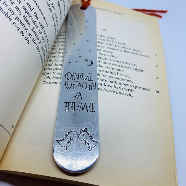 Once Upon a Time Dinos - Hand Stamped Bookmark