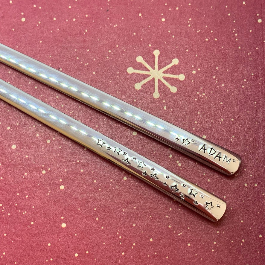 Personalized Chopsticks | Hand Stamped Stainless Steel Chopsticks | Customized Utensils | Housewarming Gifts for Couples