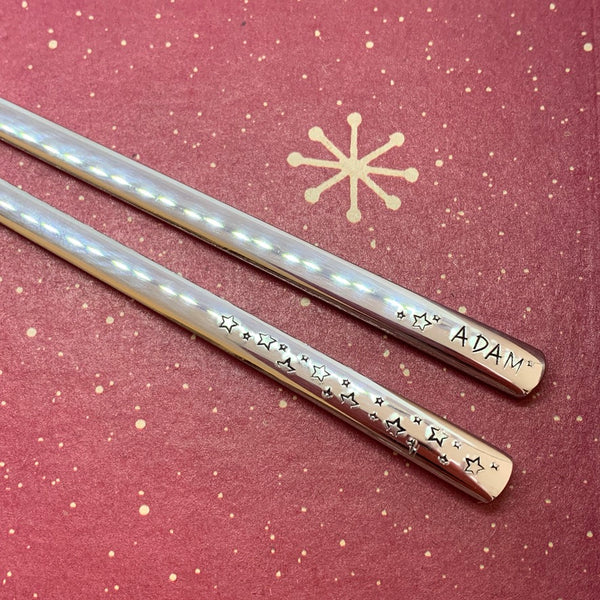 Personalized Chopsticks | Hand Stamped Stainless Steel Chopsticks | Customized Utensils | Housewarming Gifts for Couples