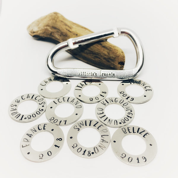 Hand Stamped Carabiner Washers - Personalize Me!