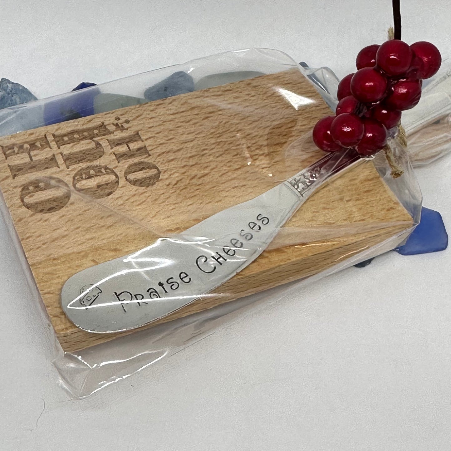 Gift Set - Vintage Silver Plated Hand Stamped Butter Knife & Cutting Board | Cheese Knife | Charcuterie