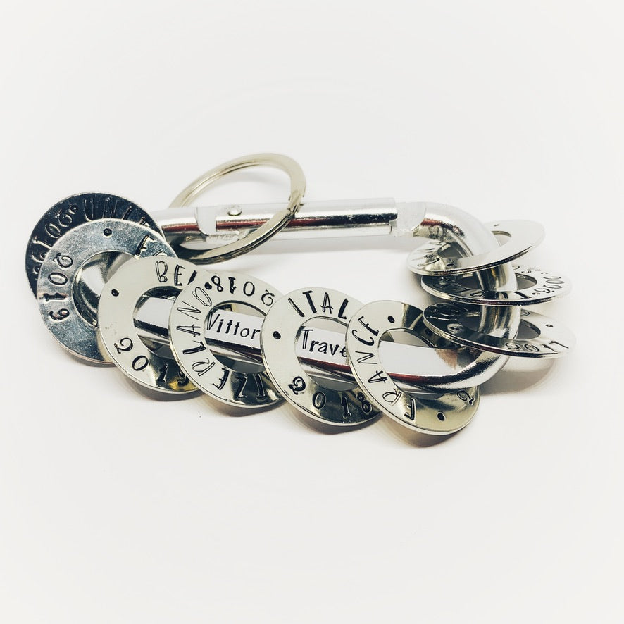 Hand Stamped Carabiner Washers - Personalize Me!