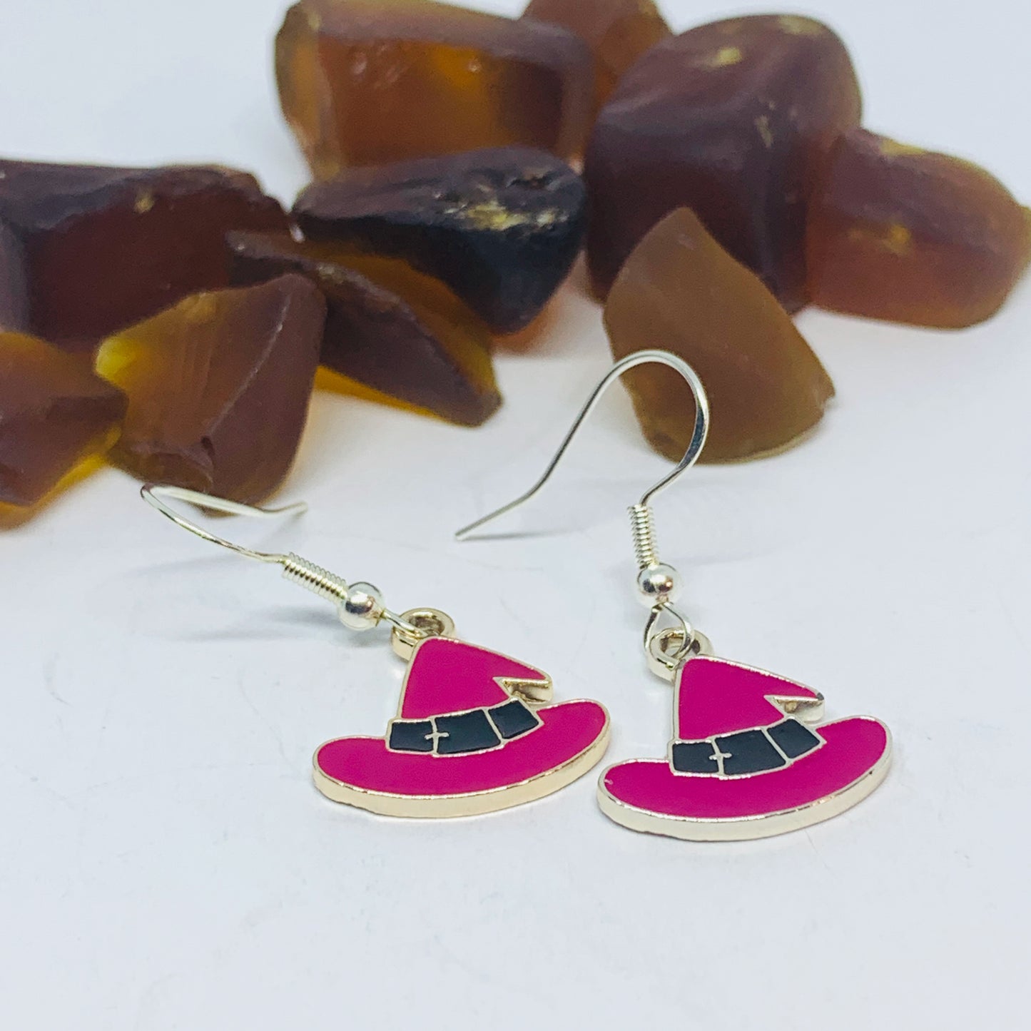 Purple Witches Enamel Earrings with Silver Wires and Backs | Witches Earrings | Fall Jewelry | Witch Hat Earrings | Halloween Earrings