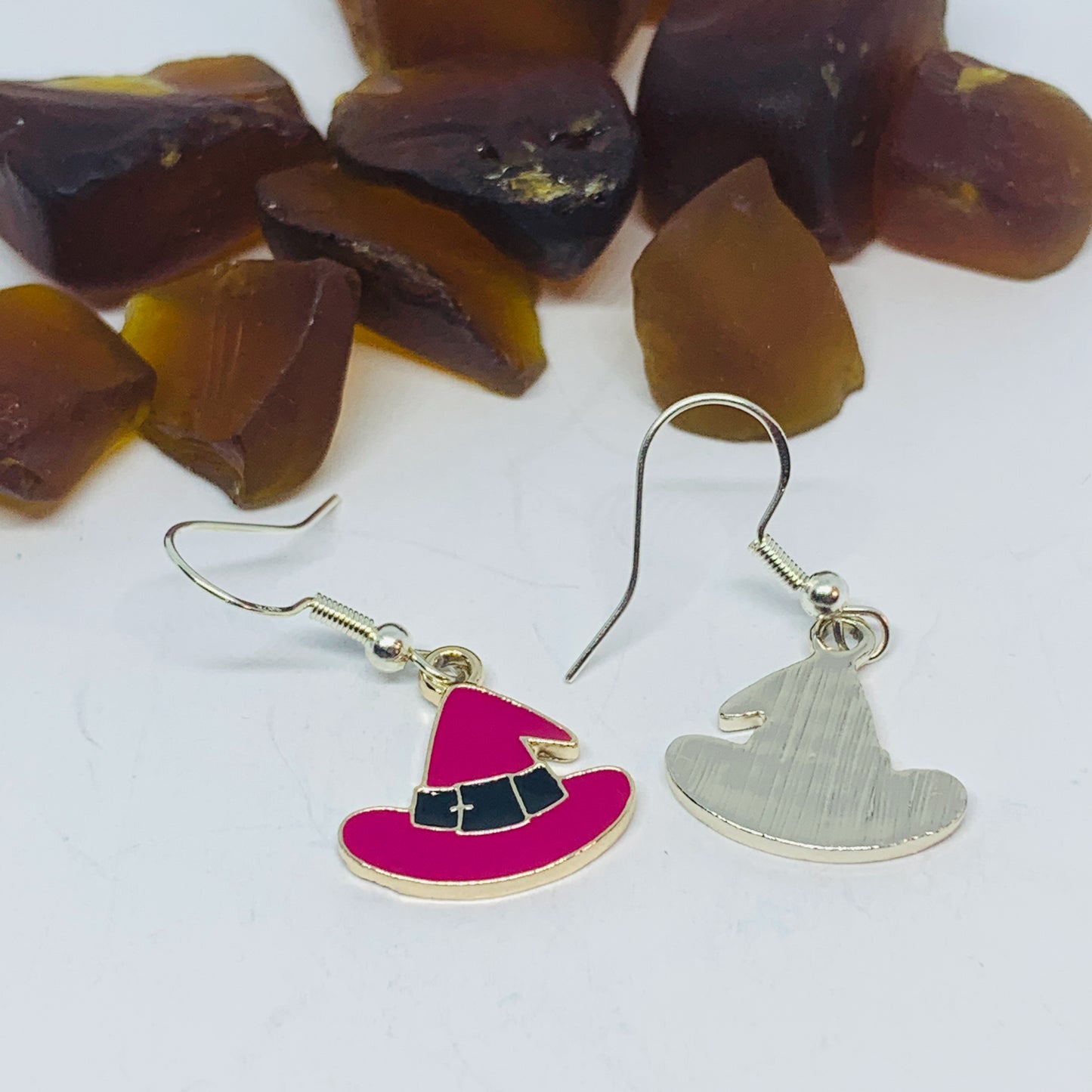 Purple Witches Enamel Earrings with Silver Wires and Backs | Witches Earrings | Fall Jewelry | Witch Hat Earrings | Halloween Earrings