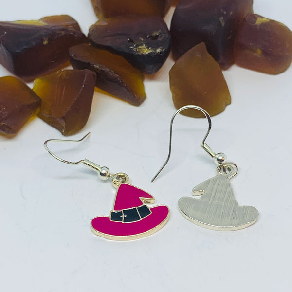 Purple Witches Enamel Earrings with Silver Wires and Backs | Witches Earrings | Fall Jewelry | Witch Hat Earrings | Halloween Earrings