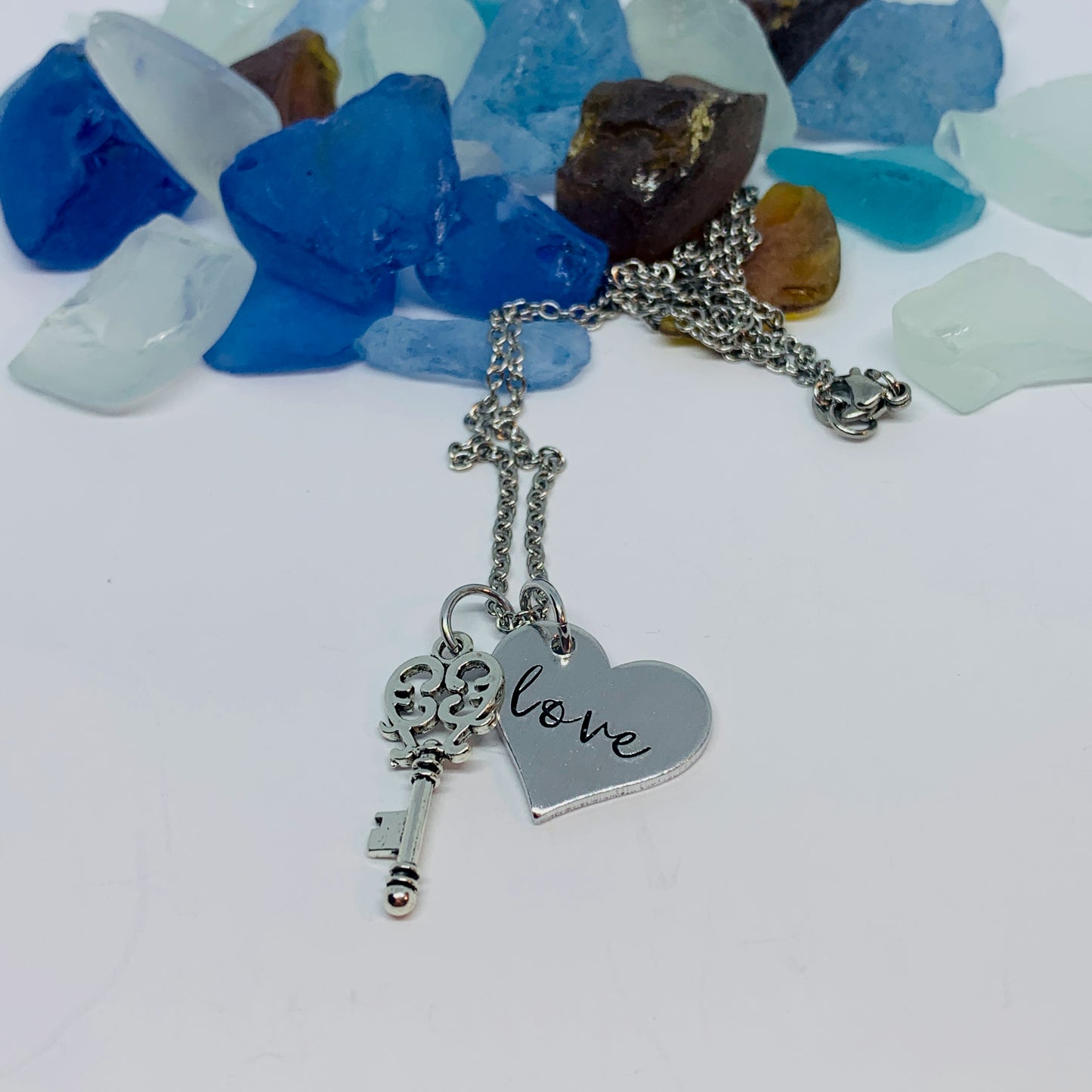 Love Heart and Key Necklace | Valentine Jewelry | Lock and Key Romantic Gift