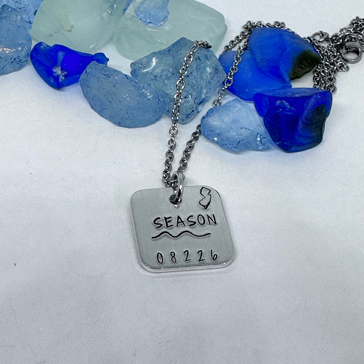 Jersey Shore Season "Badge" Hand Stamped Necklace | Down the Shore | Beach Badge Season Necklace | Cape May | Avalon | Asbury