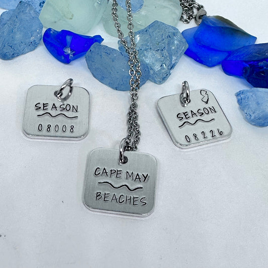 Jersey Shore Season "Badge" Hand Stamped Necklace | Down the Shore | Beach Badge Season Necklace | Cape May | Avalon | Asbury