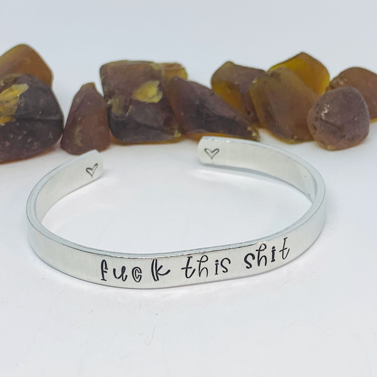 Fuck This Shit Hand Stamped Cuff Bracelet | Hidden Message Bracelet | Gift for Teachers | Gift for Nurses | Adult Themed Gift | Scroll Design