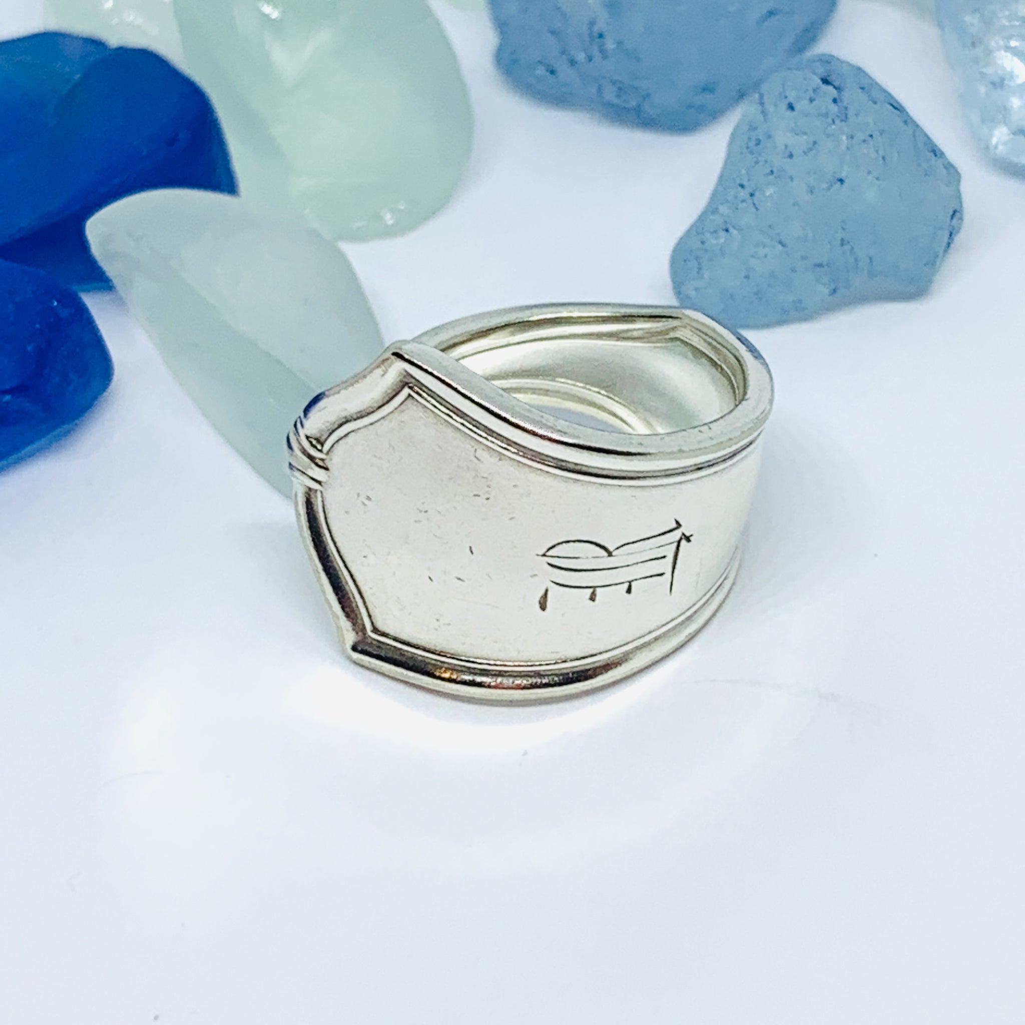 Vintage Spoon Ring with Monogram (R)