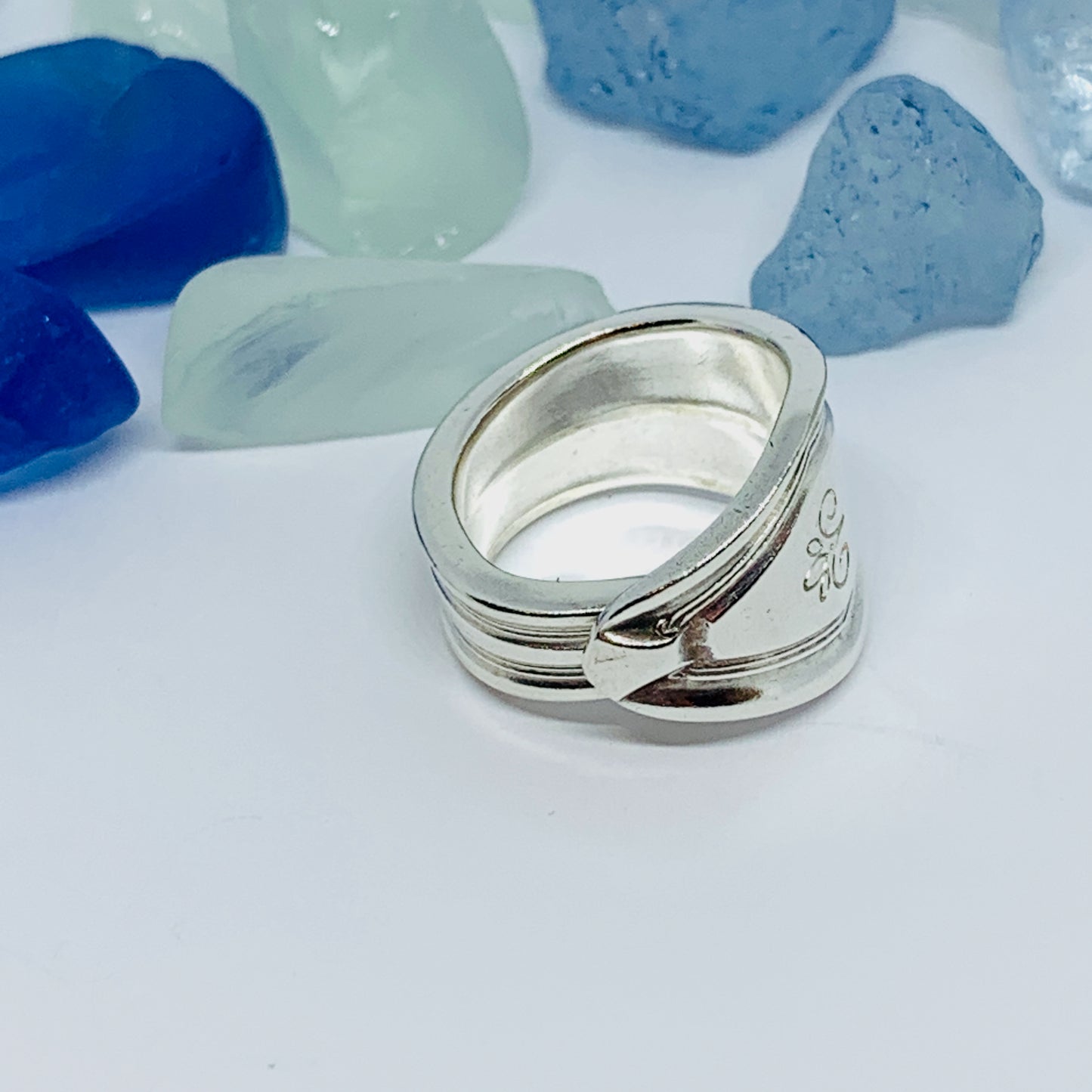 Vintage Spoon Ring with Hand Stamped Flourish