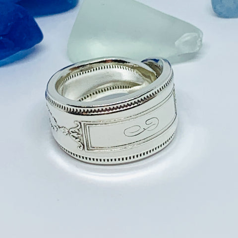 Vintage Spoon Ring with Stamped/Engraved Monogram (P)