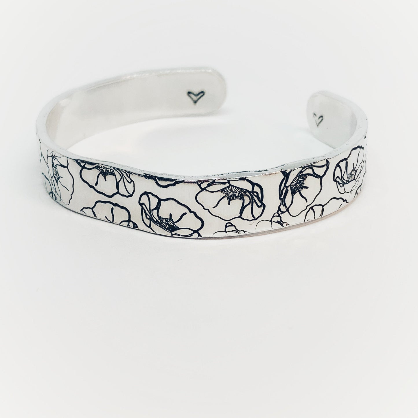 Poppies - Hand Stamped Cuff Bracelet