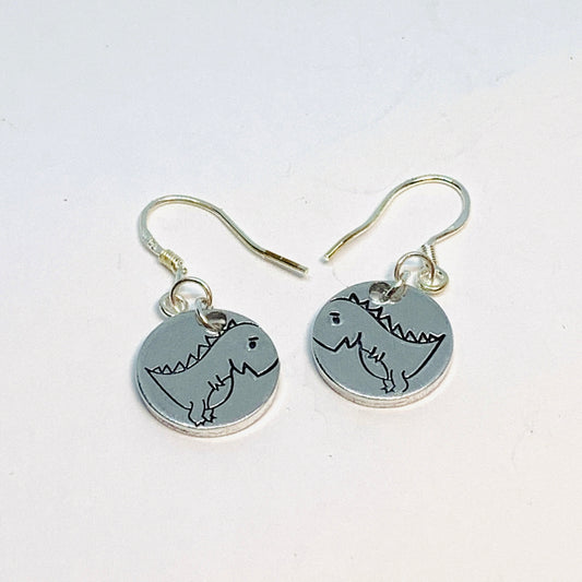 Dinosaur - Hand Stamped Earrings