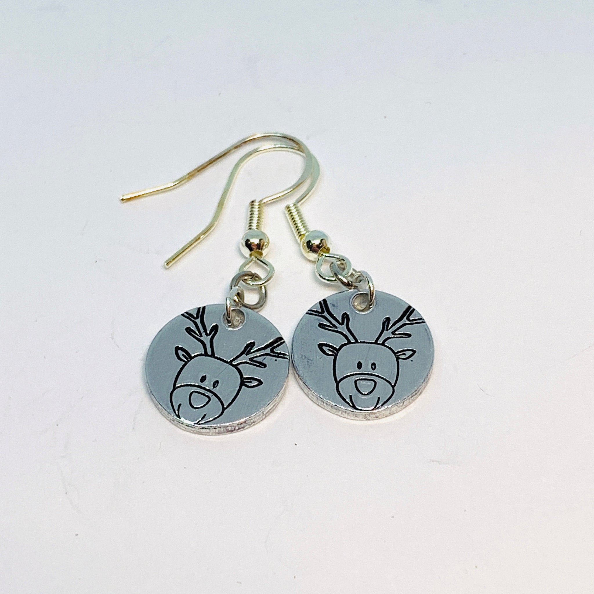 Reindeer - Hand Stamped Earrings