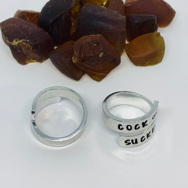 Cock Sucker Hand Stamped Ring | Adult Themed Gift | Sissy | Best Girlfriend | Sexy