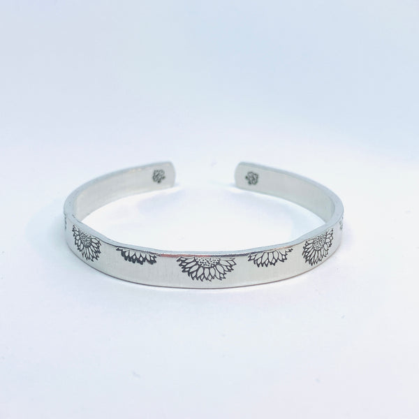 Sunflowers (Stacking Pair) - Hand Stamped Cuff Bracelet