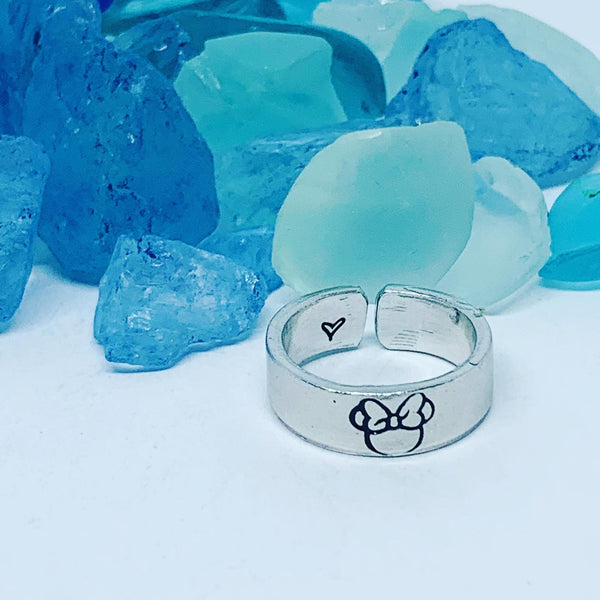 Disney-Inspired Mouse Ring | Hand Stamped Unisex Ring | His & Her Mouse Jewelry