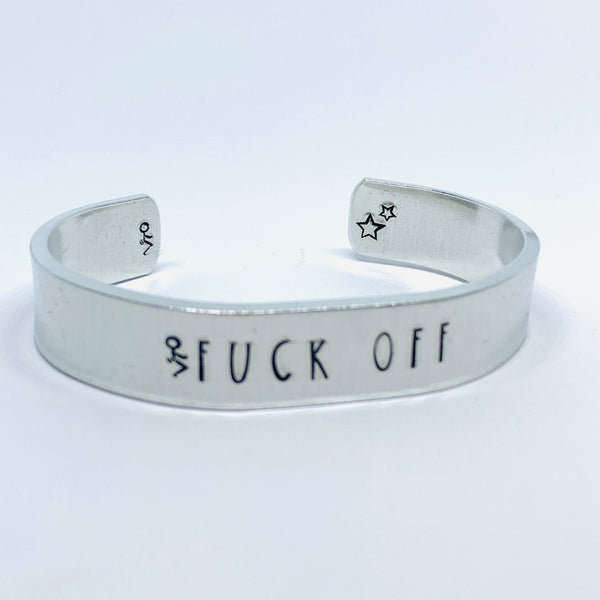 Fuck Off w/Fuck It Guy - Hand Stamped Cuff Bracelet