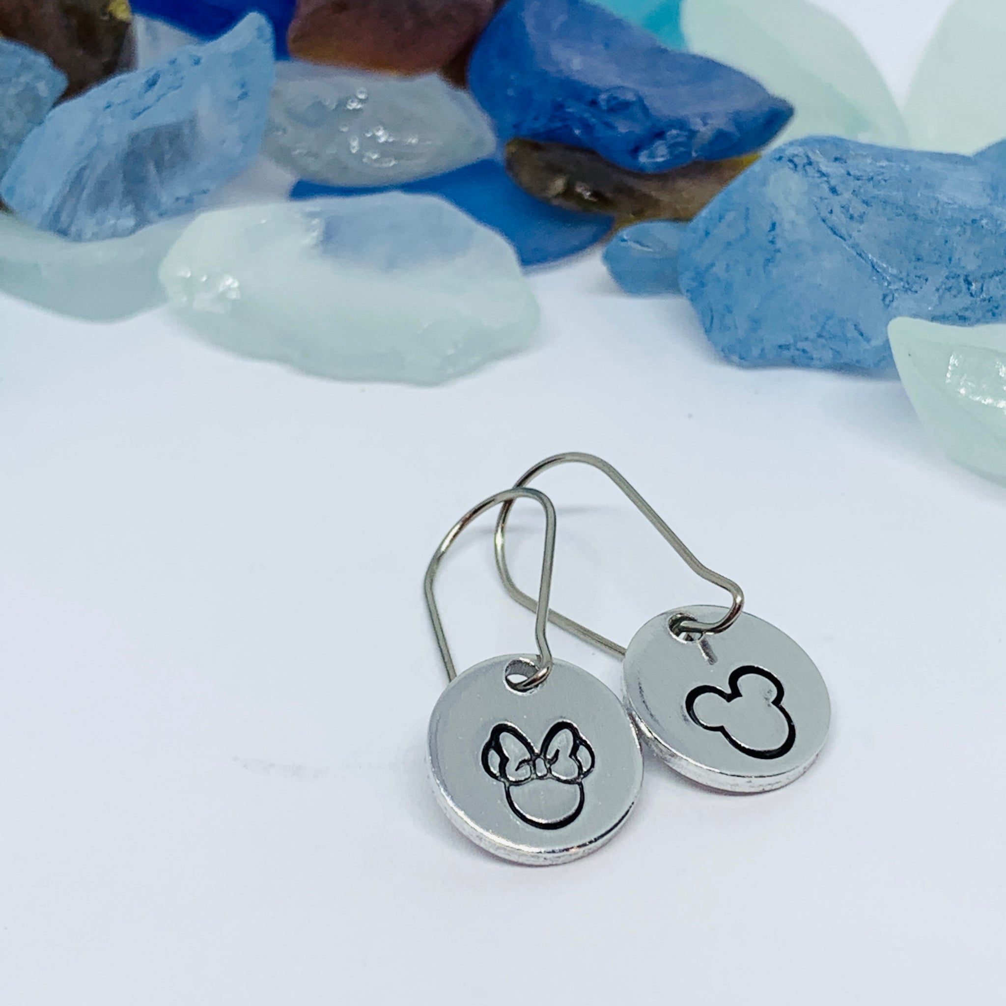 Hand Stamped Disney-Inspired Mouse Ears Earrings | Hand Stamped Metal Minnie & Mickey Earrings | Gifts for Her | Character Earrings