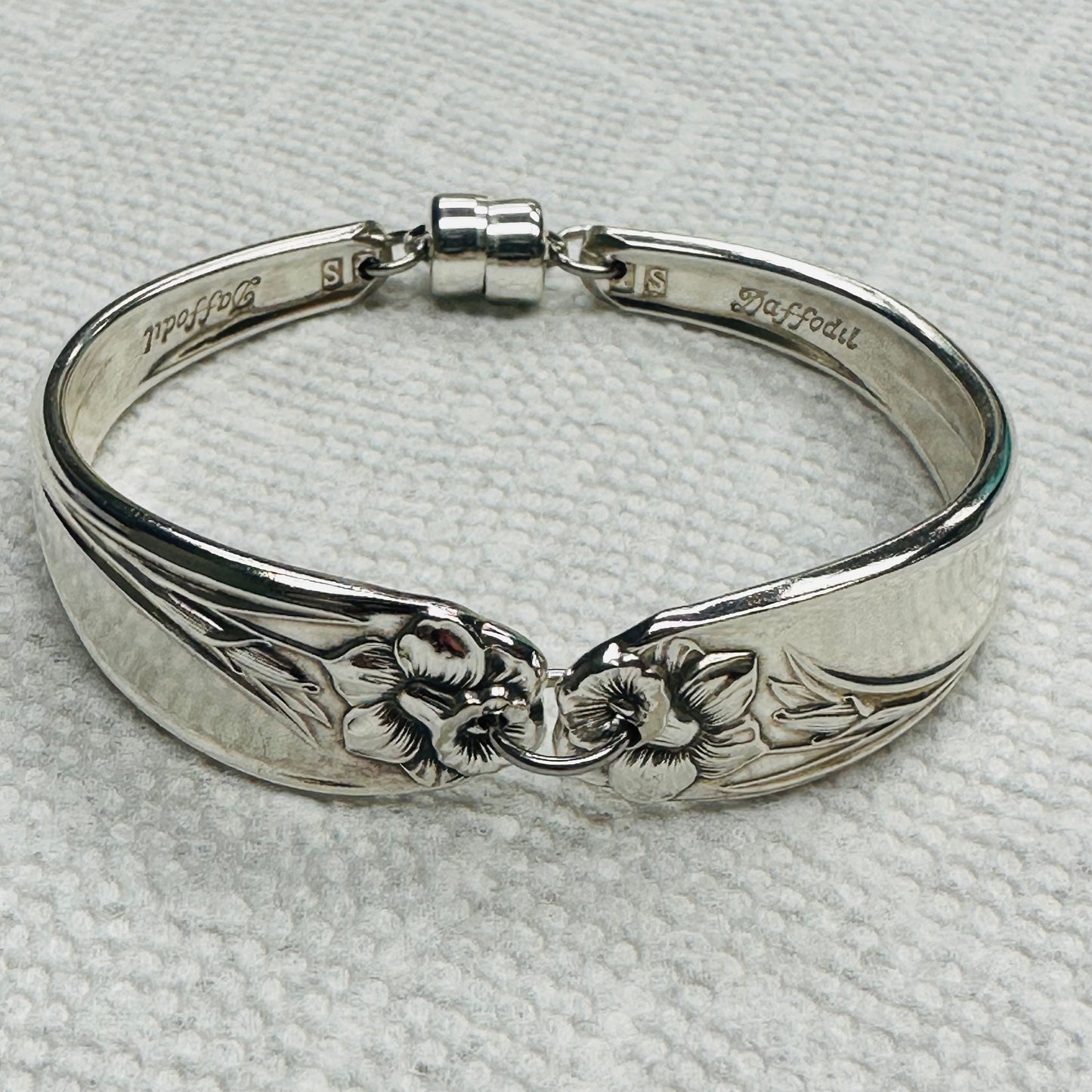 “Daffodil” 1950 Vintage Spoon Bracelet | Silverware | Upcycled | Antique March Birth Flower