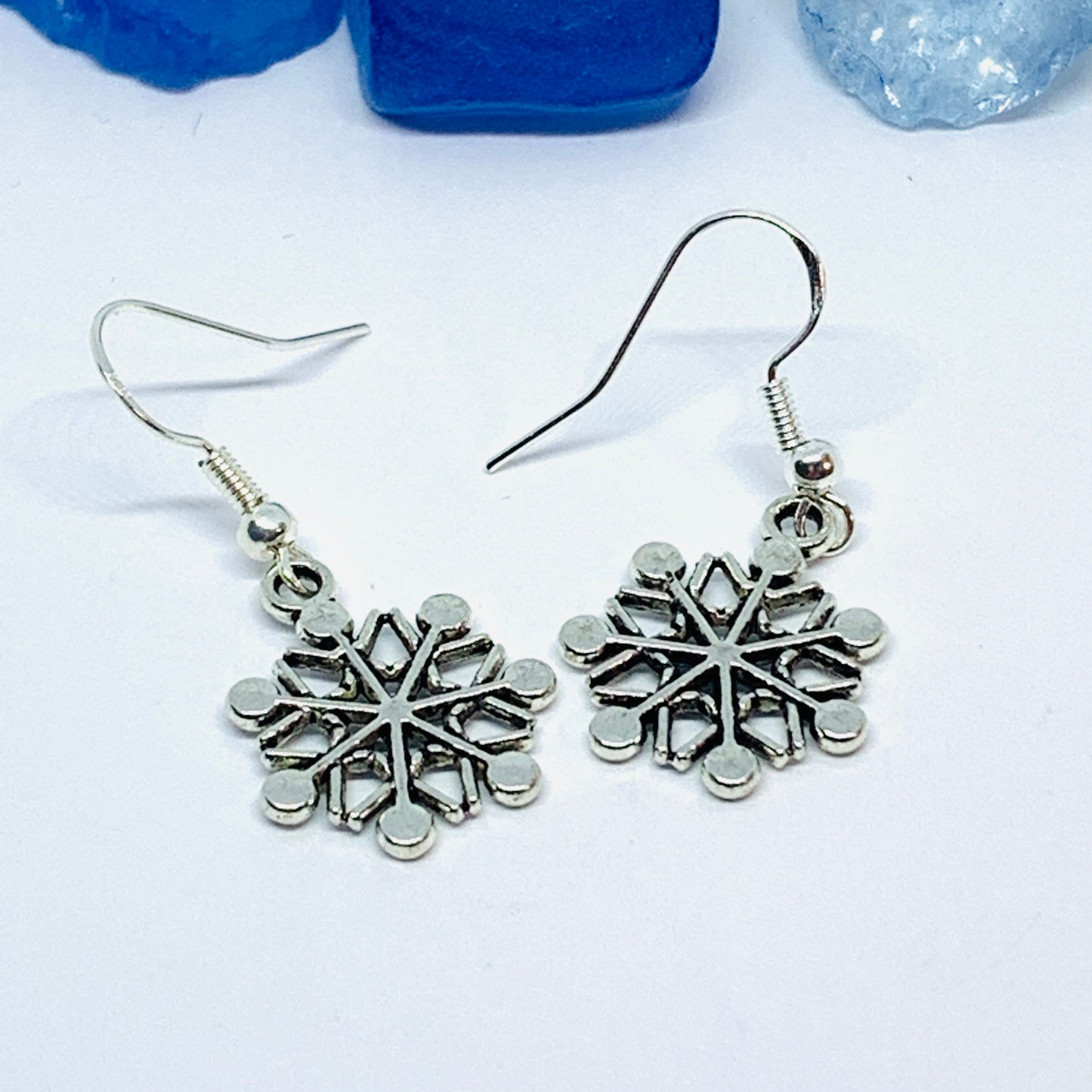 Snowflake Silver Wire Earrings with Backs | Snow Earrings | Winter Earrings | Gifts for Her | Seasonal Earrings | Outdoor Fun Earrings Gifts