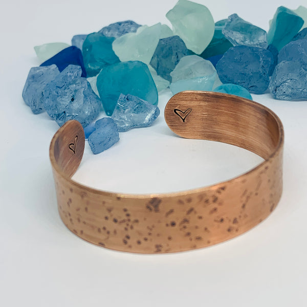 Hand Textured Copper Cuff Bracelet | Gift for Her | Copper Patina