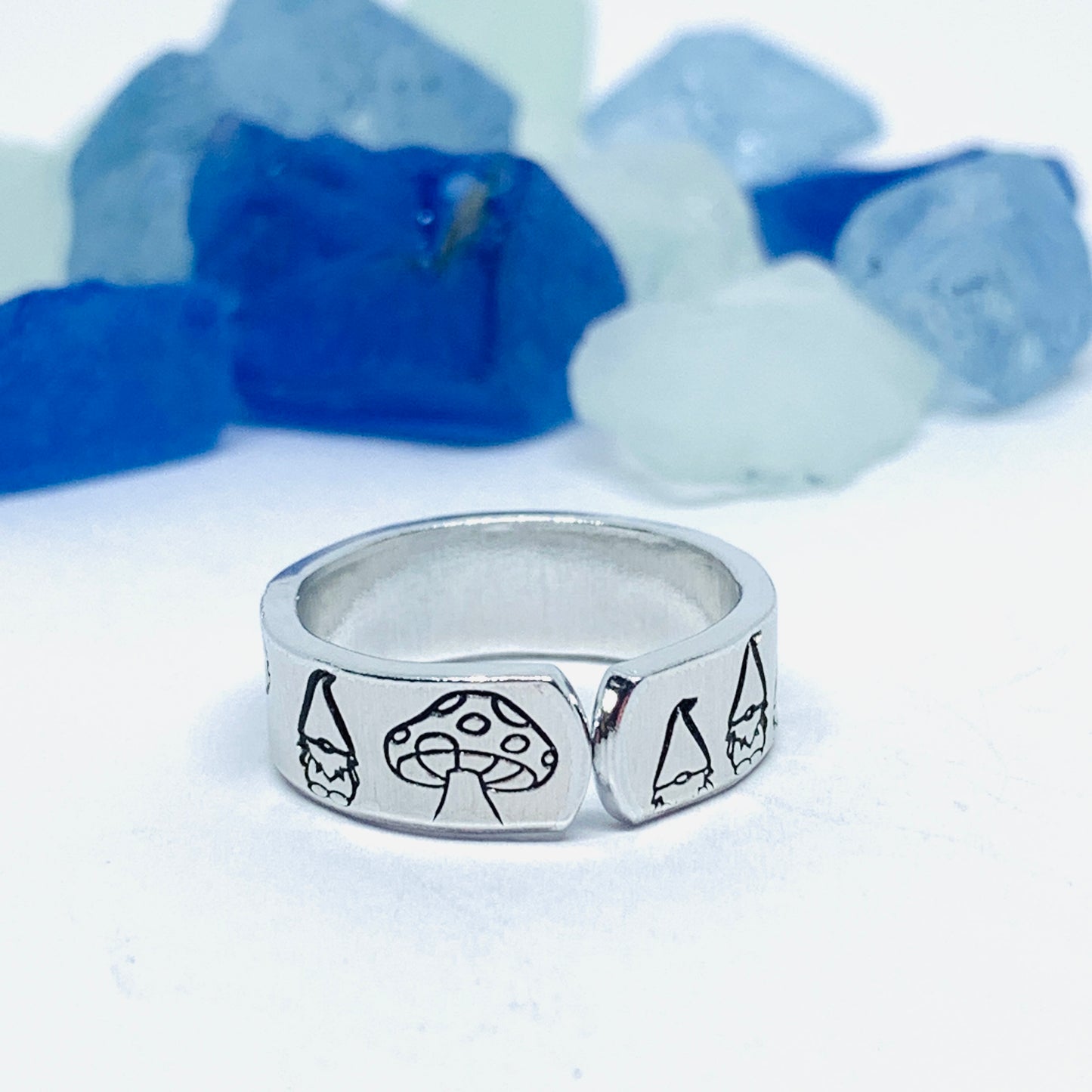 Gnome Toadstool Hand Stamped Ring | Gnomies Ring | Gift for Her | Gnome Ring | Garden Mushrooms | Fun unique gift