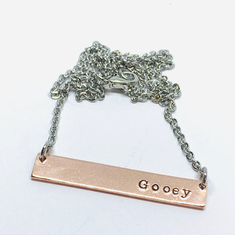 Gooey* - Hand Stamped Bar Necklace | Bar Necklace | Name Plate Custom Necklace | Personalized Bar Necklace | Gift for Her
