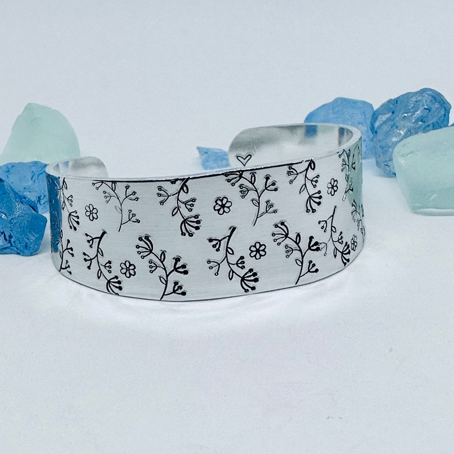 Floral Tapered - Hand Stamped Cuff Bracelet