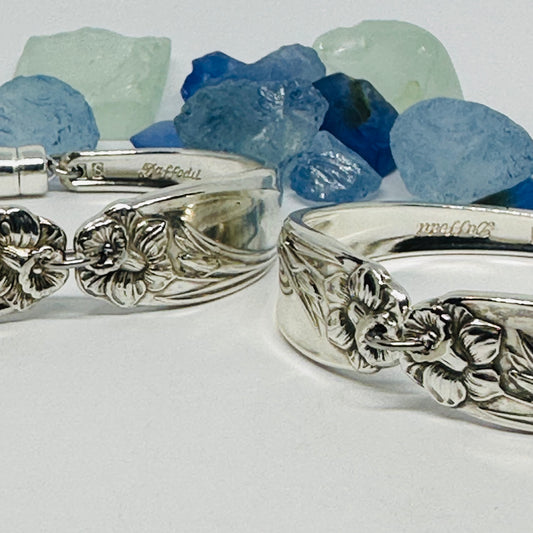 “Daffodil” 1950 Vintage Spoon Bracelet | Silverware | Upcycled | Antique March Birth Flower